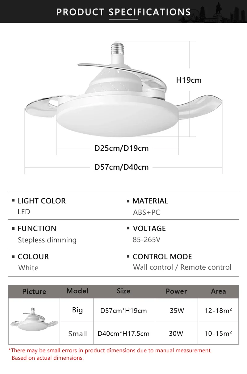 Invisible Ceiling Fan With Led Light Dimmable And Timer Function_voghion.com