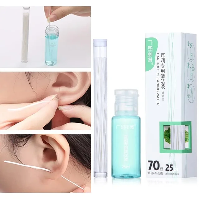 Kit de nettoyage des oreilles percées, 60 pièces, Solution à base d'herbes,  fil de papier, trou d'oreille, Kit d'outils de rechange, nettoyeur de trous  de boucles d'oreilles jetables - AliExpress