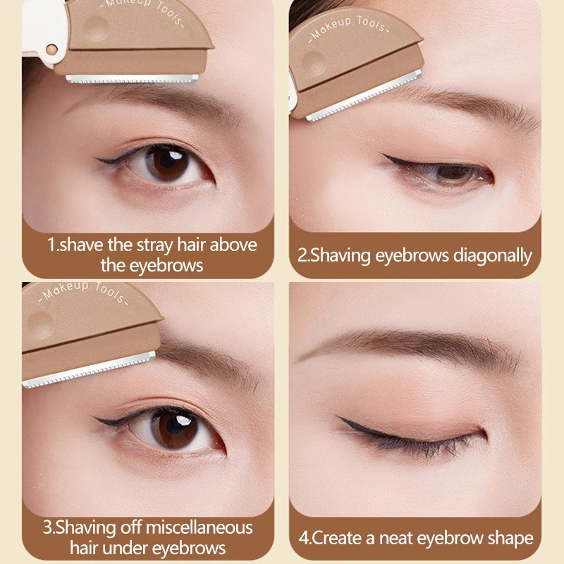 Round Folding Eyebrow Trimming Knife Stainless Steel Blade Shaver Portable Eye Brow Hair Removal Eyebrow Cutting Makeup Tool