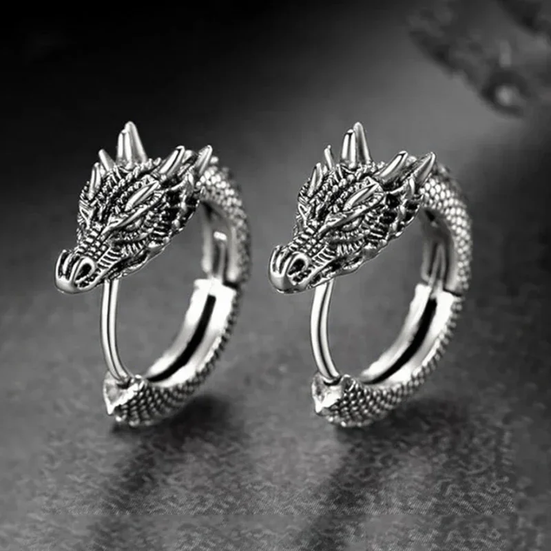CAOSHI Fashion Male Hoop Earrings Animal Dragon Accessories for Women Trendy Daily Party Metallic Style Jewelry for Unisex - Image 2