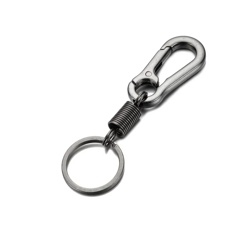 

1 PC Outdoor Stainless steel spring Buckle carabiner keychain Waist Belt Clip anti-lost buckle hanging retractable keyring