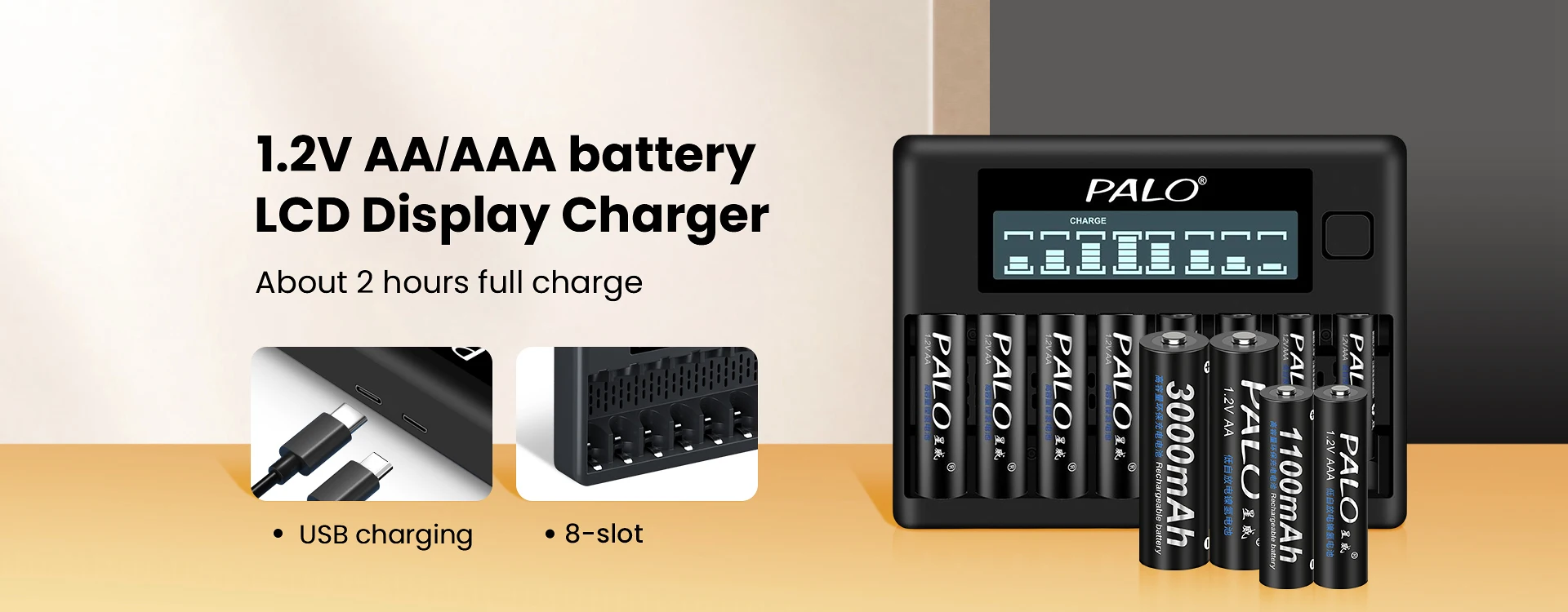 PALO 4 шт., 3000 мА · ч, 1,2 В, аа, аккумуляторные батареи + 4 шт ...