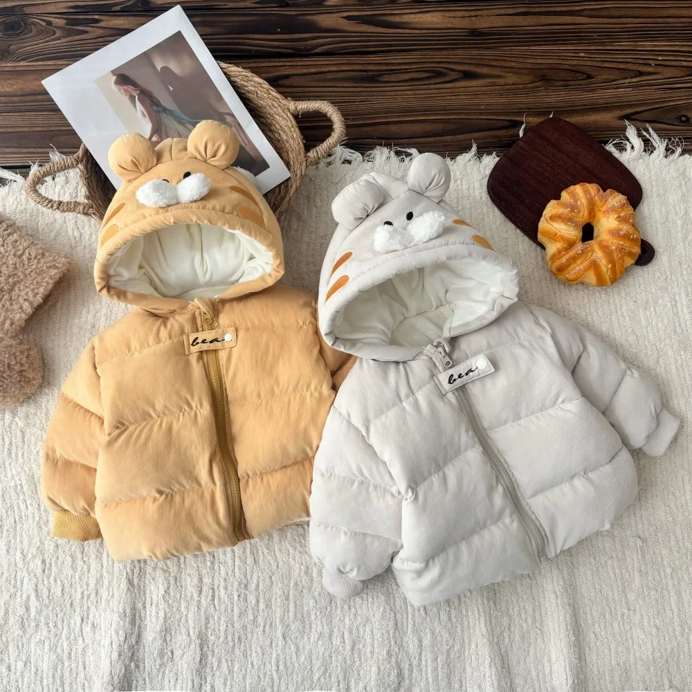 Winter Kids Infant Boys Girls Thicken Plush Cartoon Tiger Modeling Outwear Top toddler Baby Jacket Coat 0-3Y
