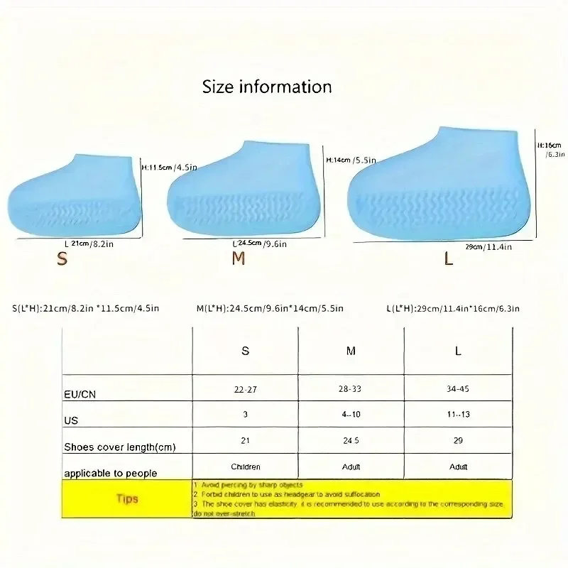 Description Picture 4 of itemShoe Waterproof Shoes Covers Rain Boots for Women Cover Biker Raincoat Pair Outdoor Rubber Boot Footwear Equipment Gear Home