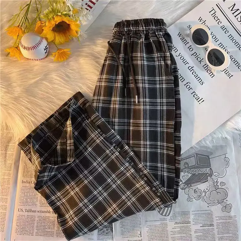 Casual Thin Pajama Pants for Men, Loose and Versatile, Spring and Summer Home Long Pants, Casual Men's Plaid Pants That Can Be Worn Outside, Home Pants