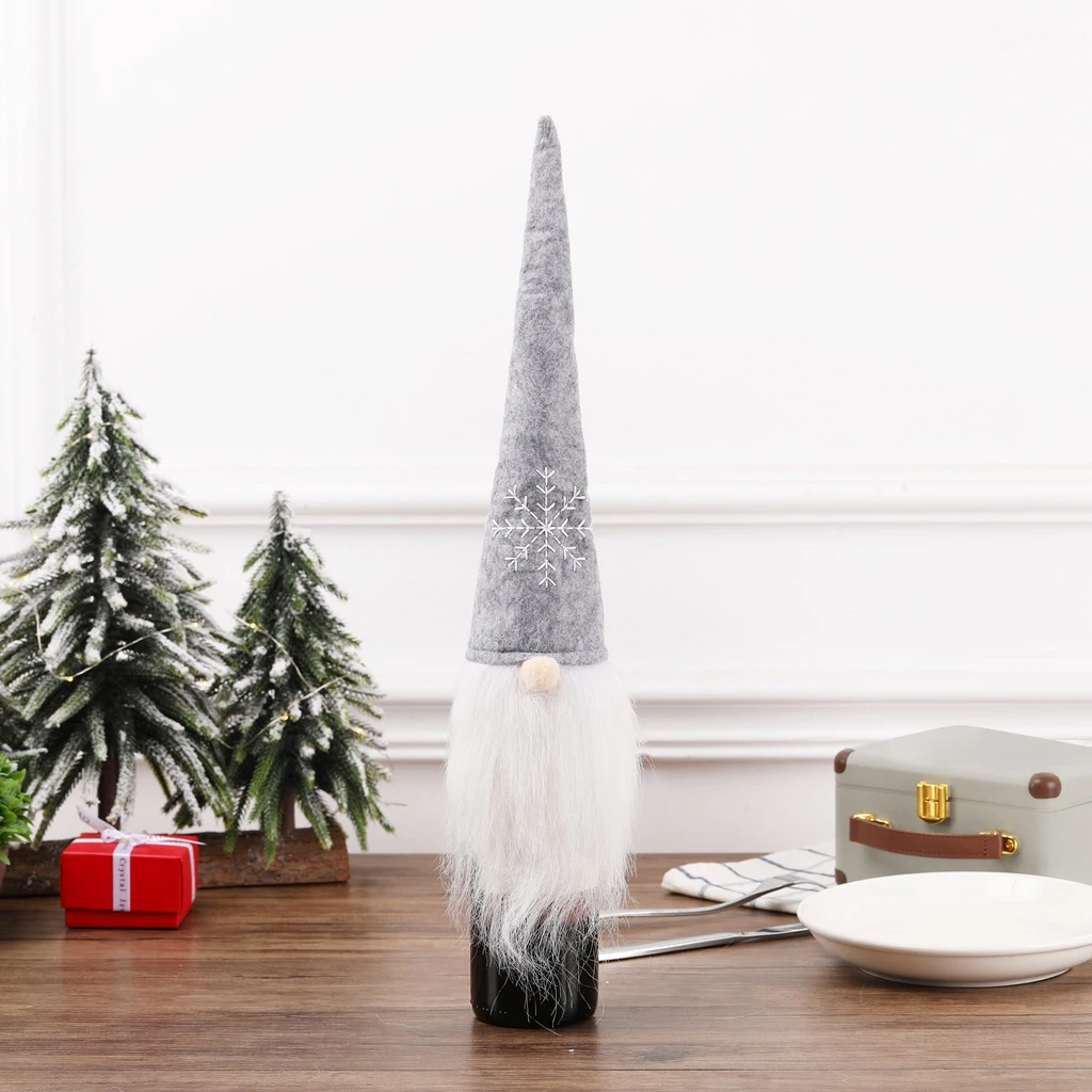 LUVDECO 2 Sacchetti Natalizi Per Bottiglie Di Vino - Plush Rosso E Bianco Con Babbo Natale - Decorazione Tavola