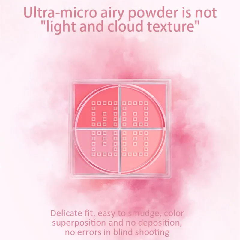 4 Square Grid Face Blusher Vibrant Orange Makeup Blush Palette Cheek Contour Blush Powder Matte Blusher Korean Makeup Tint Blush 5