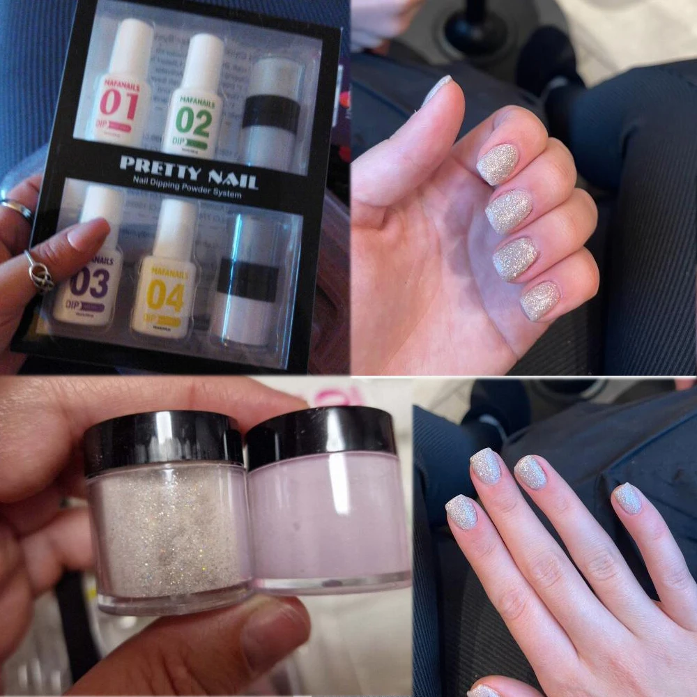 8Pcs Dip Powder Nail Kit 10g*4 Colors Glitter Dips Powder 4Step With Base&Top Coat Beginner Liquid Gel DIY Dipping Manicure Set*