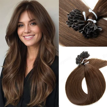Estensioni dei capelli con punta a U Capelli umani Pre incollati Cheratina Fushion 100% veri capelli Remy Diritti serici 50 fili/confezione 50g 16-22 pollici
