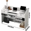 Reception Desk with Counter, Modern Front Desk with Lockable Drawers, White Retail Counter for Checkout Salon, Lobby, Store 2
