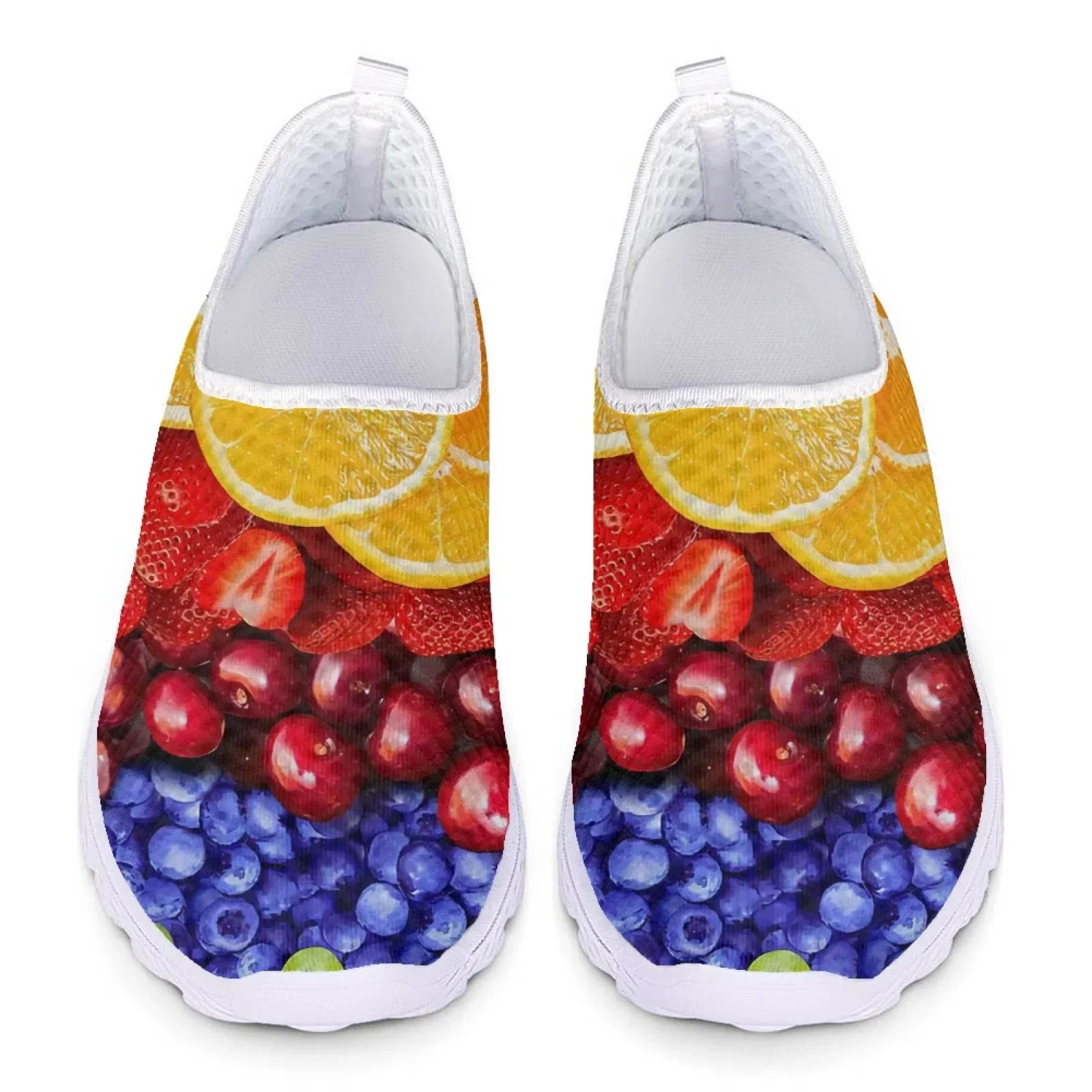 Summer Tropical Fruit 3D Printing Women Flat Shoe Breathable Slip-on AF Mesh Sneakers Lightweight Lazy Loafers