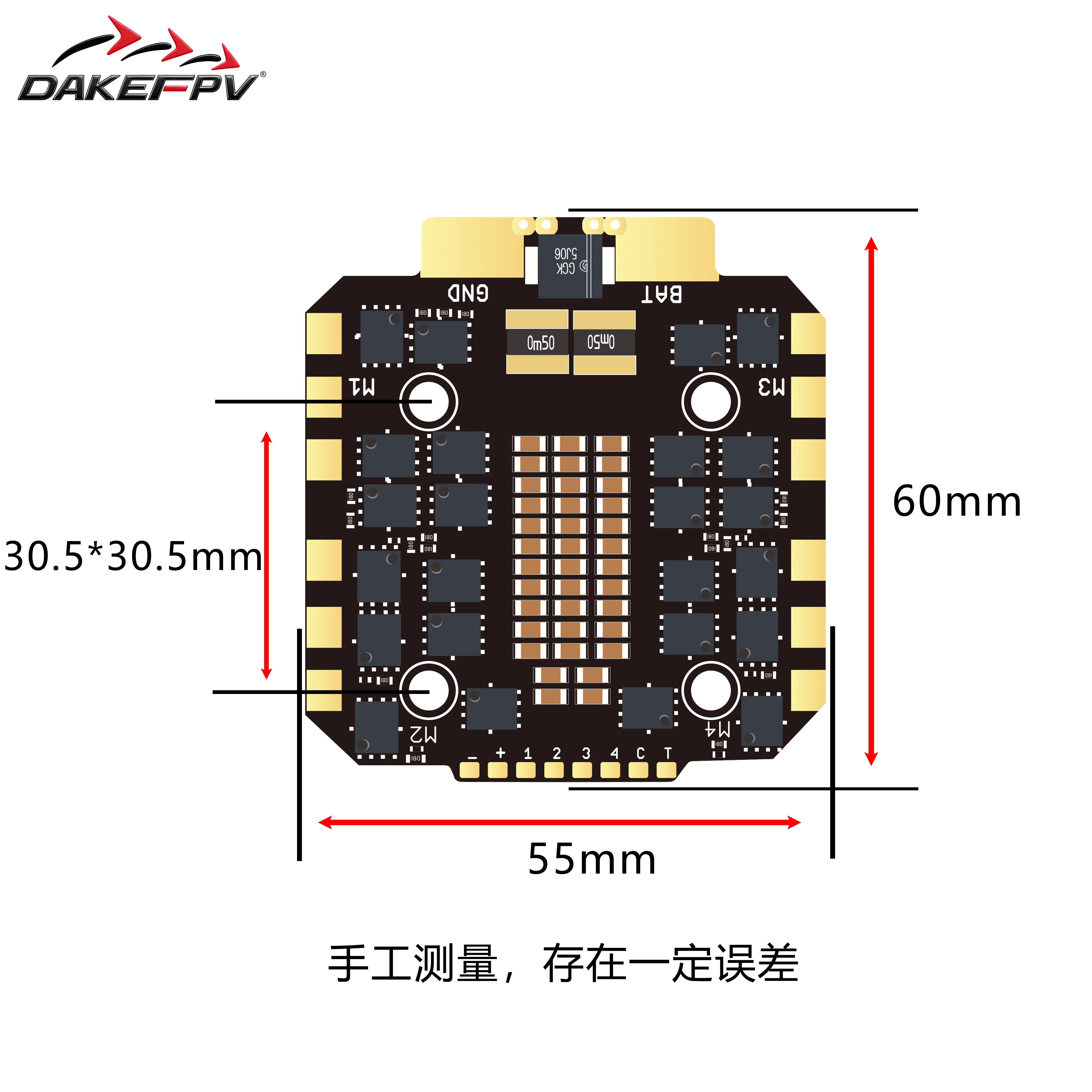 DAKEFPV BLHEL_32 ESC 8S/12S 100A/120A 30x30mm pour Drone FPV