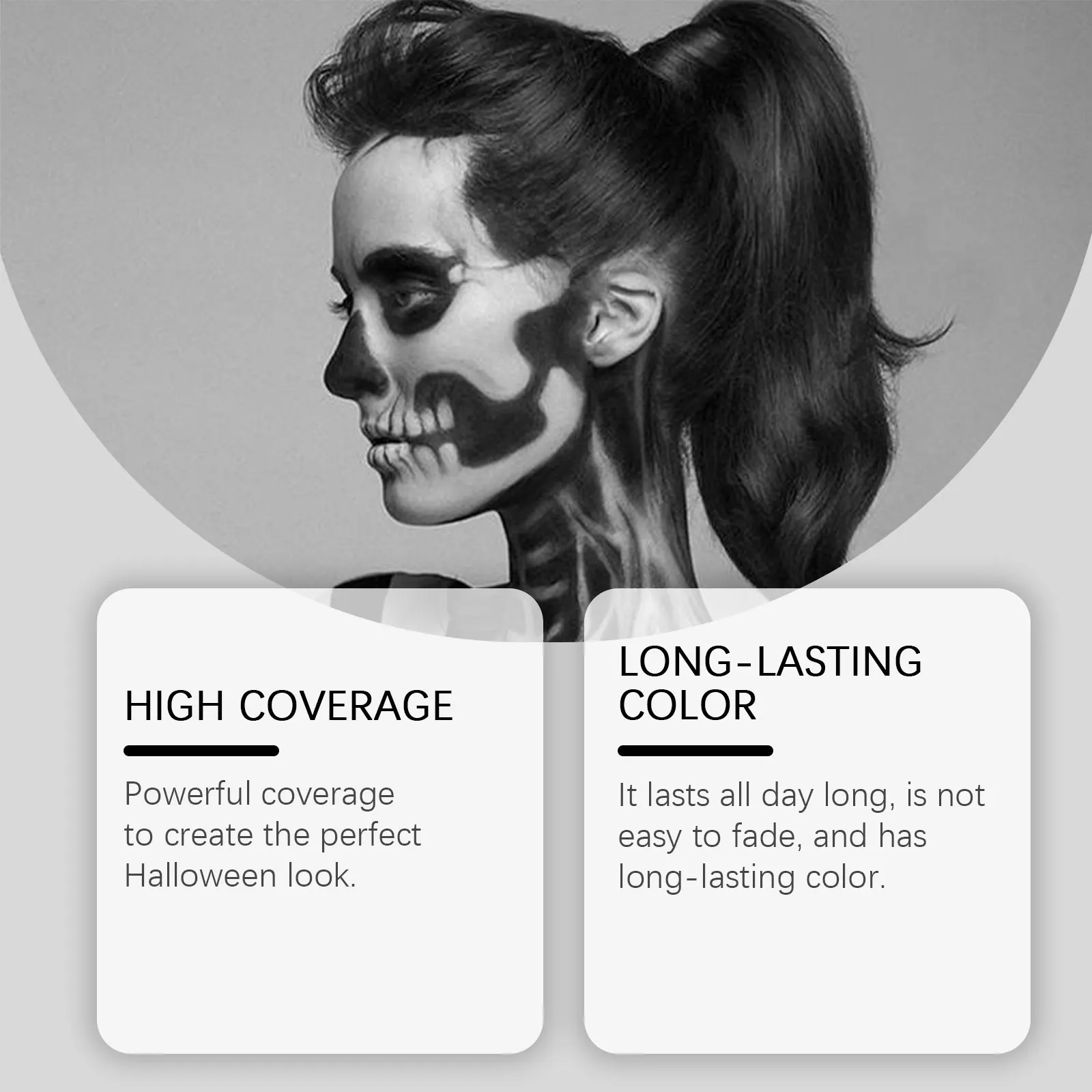Halloween Black White Face Painting Kit Lasting Waterproof Color Smooth Draw Quick Dry DIY Body Art Painting Pigment Makeup Set 3
