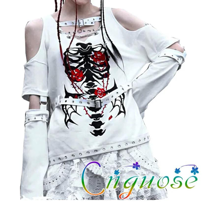 

Женская футболка с принтом черепа, модная футболка в стиле рок, ретро, панк, лето 2022