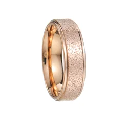 Elegant Silver and Rose Gold Frosted Stainless Steel Wedding Band - 8 (6mm rose gold)