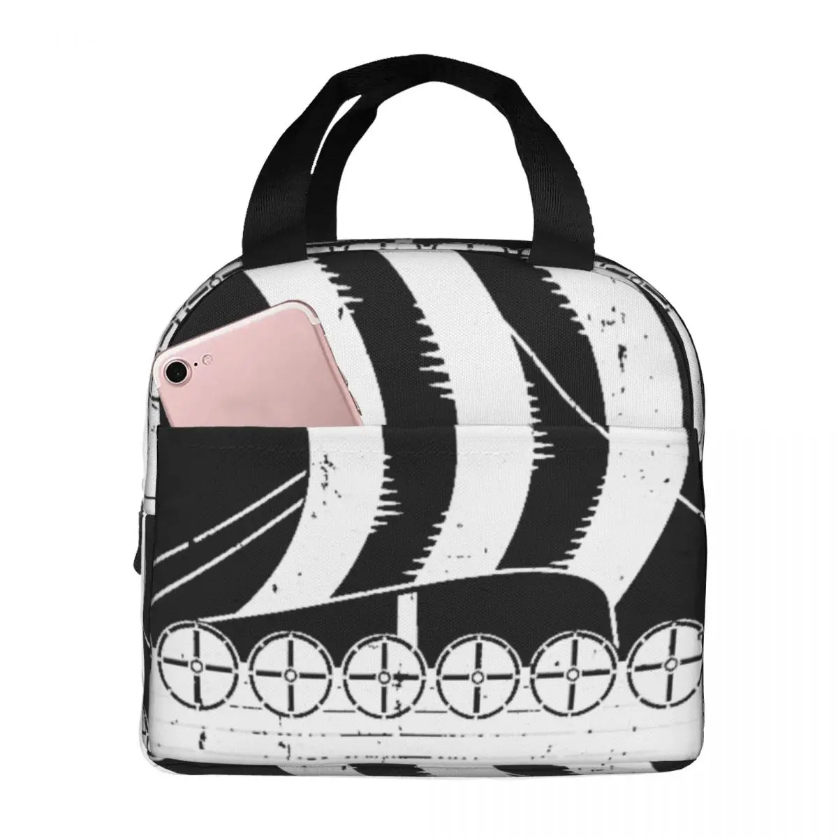 

Viking Long Ship Drakkar Scandinavia Iceland Valhalla Lunch Bag Unisex Portable Cooler Lunch Box Picnic Storage Food Bento Box