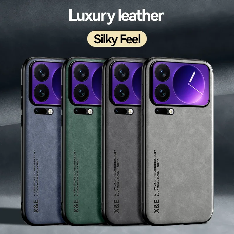 Premium PU Leather Magnetic Car Holder Case with Built-in Iron Protection