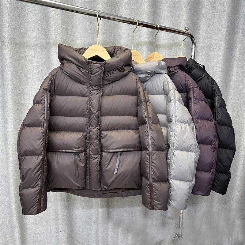 Lagabogy 2025 New Winter Women Short Parkas Warm Casual Loose  White Duck Down Coats Female Solid Oversize Soft Puffer Jacket