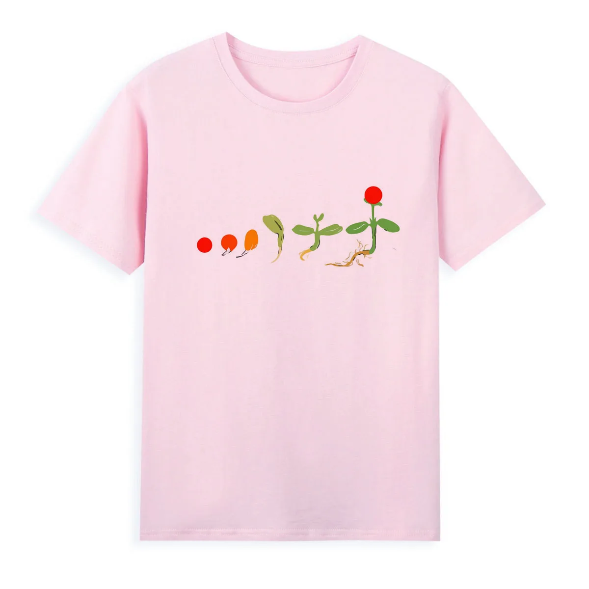 

Fashionable new versatile comfortable girls top Harajuku style creative plant growth evolution map printed women's T-shirt A110