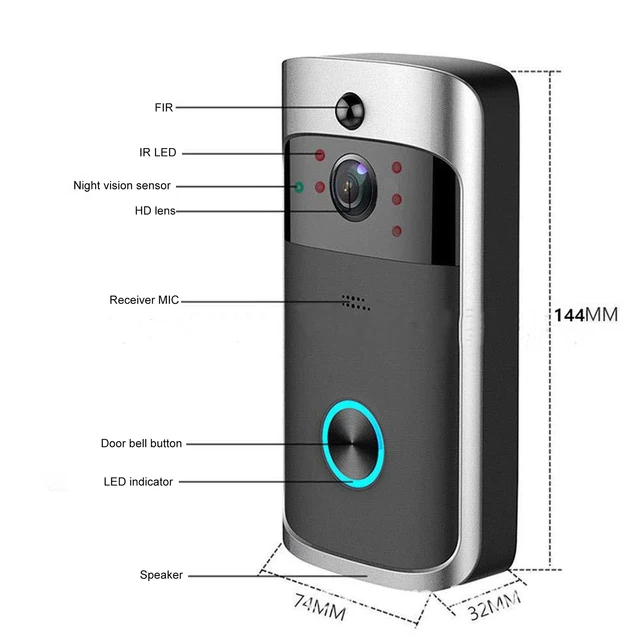 V5 Wireless Smart Doorbell Night Vision 720P HD Voice Intercom Doorbells PIR Detection Motion Sensing Security Protection Device 3