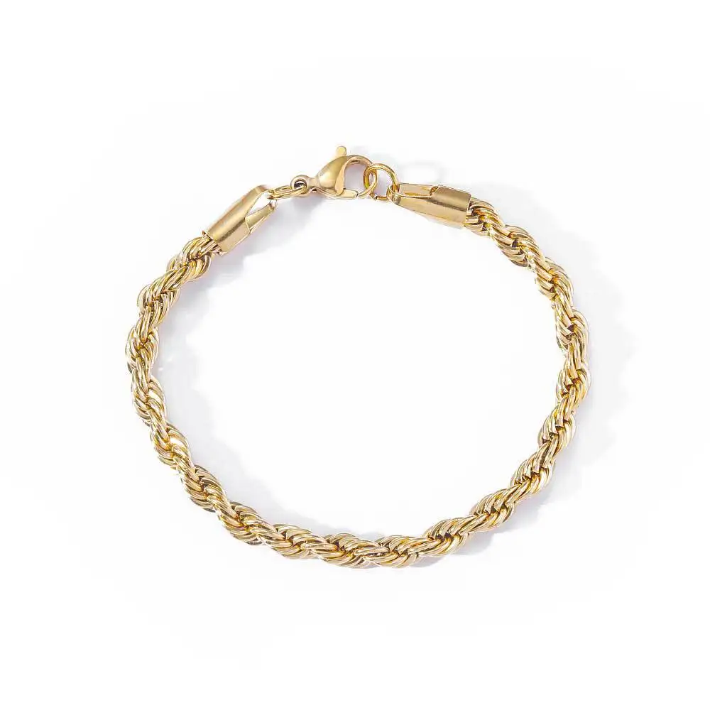 2-6mm Edelstahl kette Armband für Frauen Männer Gold Farbe verdrehte Seil Kette Armreif Mode nie verblassen wasserdichten Schmuck – Detail 8