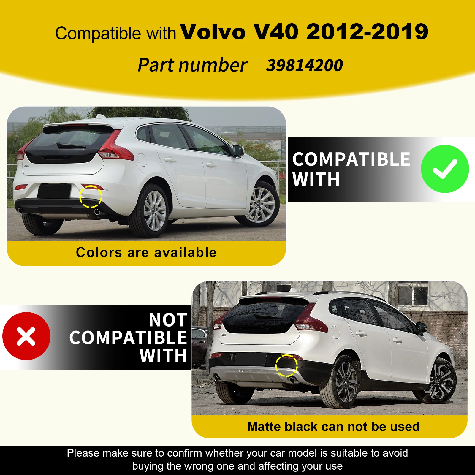Rear Bumper Tow Hook Cover Fit For Volvo V40 2012 2013 2014 2015 39814200 Towing Eye Cover