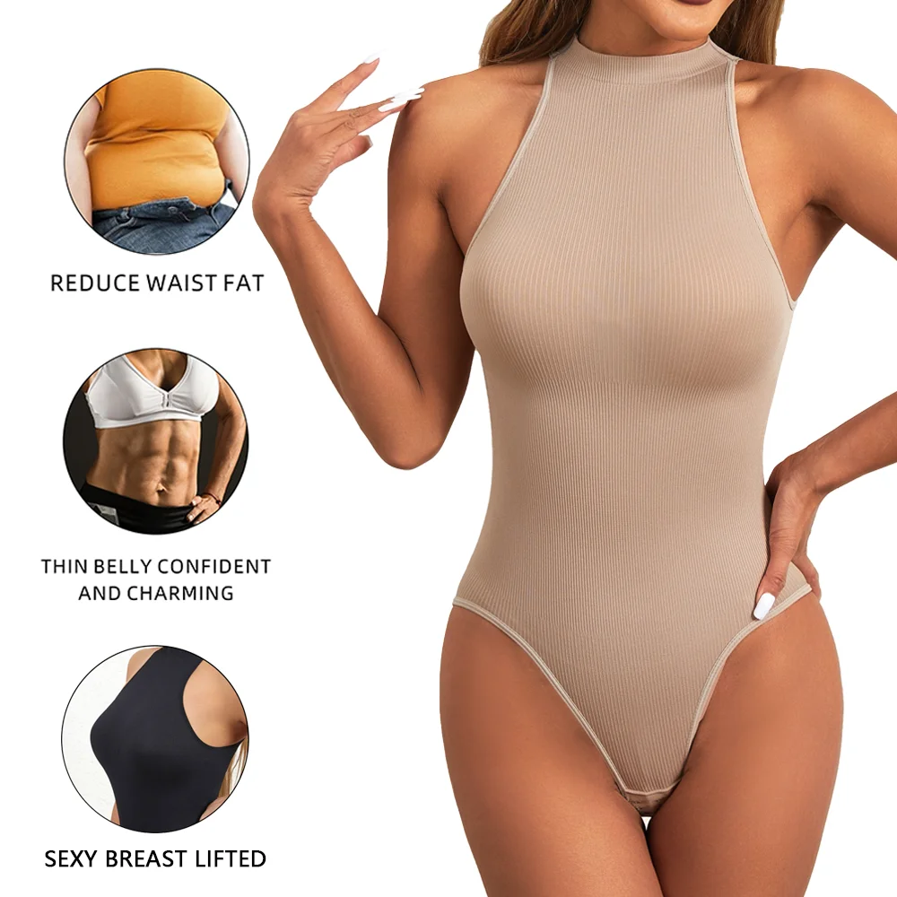 CXZD Woman Sleeveless Yoga Jumpsuits Body Shaper High Neck Bodysuit Rompers Sport Gym Outfit Fitness Slimming Belly Shapewear