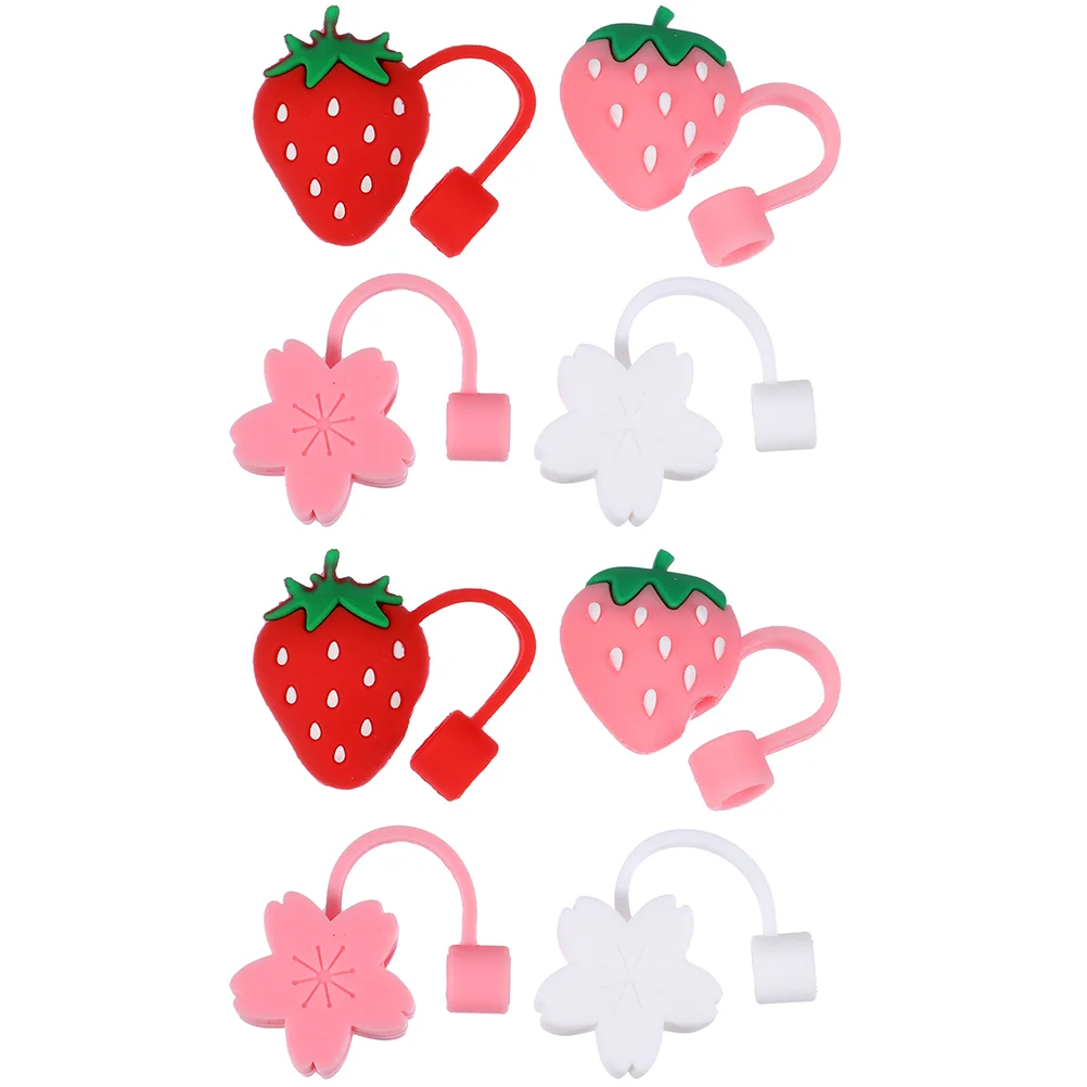 

8 Pcs Silicone Straw Cover Glass Cup Protection Caps Animal Leak-proof Covers Silica Gel Girl Cartoon Plugs