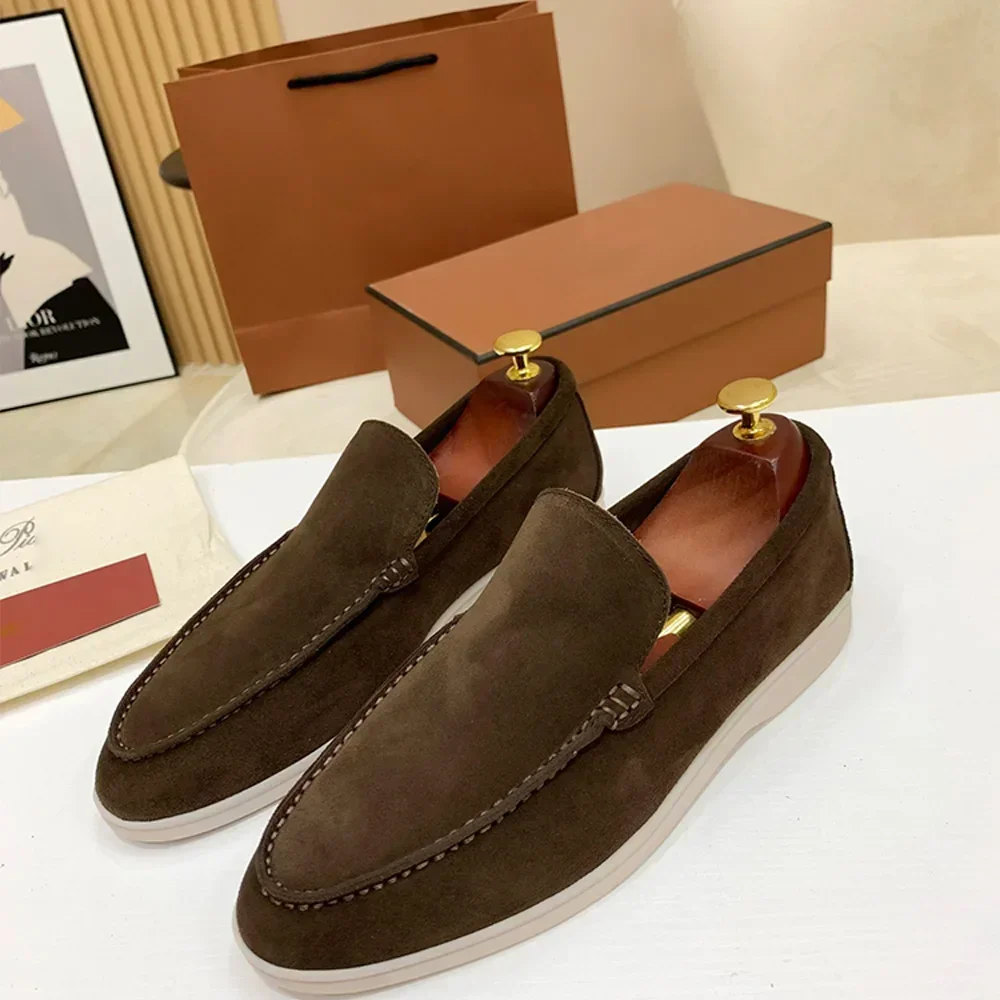Loafers New Spring and Autumn Suede Leather Flat Genuine Leather Men Walking Shoes Lazy Soft Bottom Casual Shoes big size