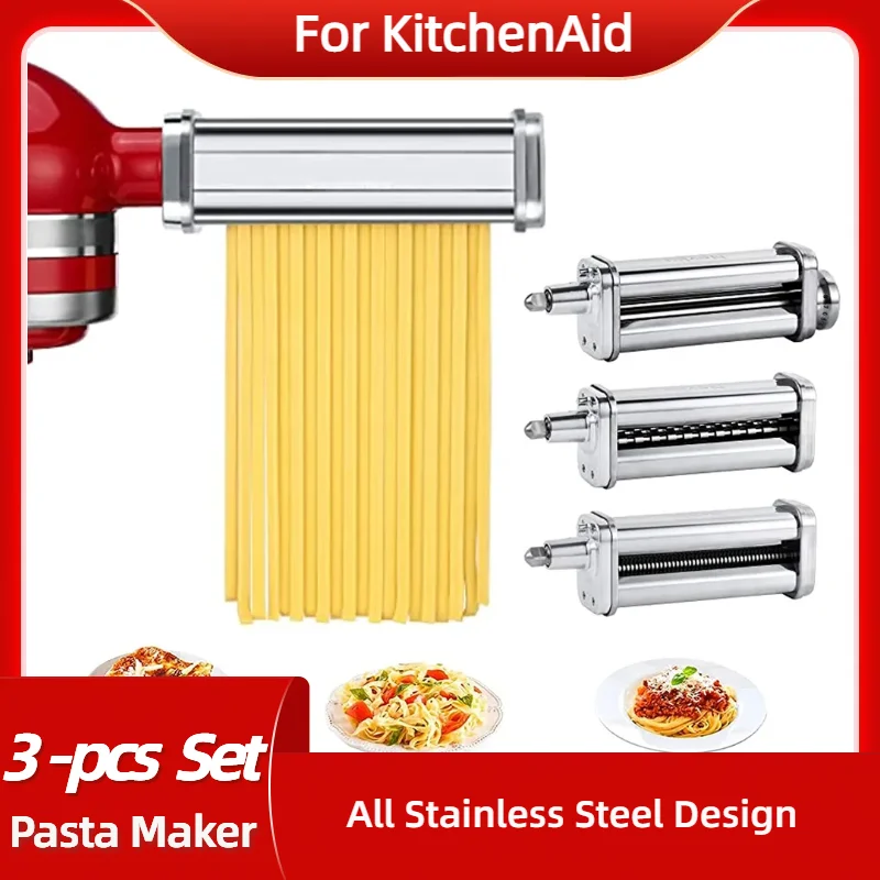 Pasta Maker Attachment for Kitchenaid 3-Piece Set Including Pasta