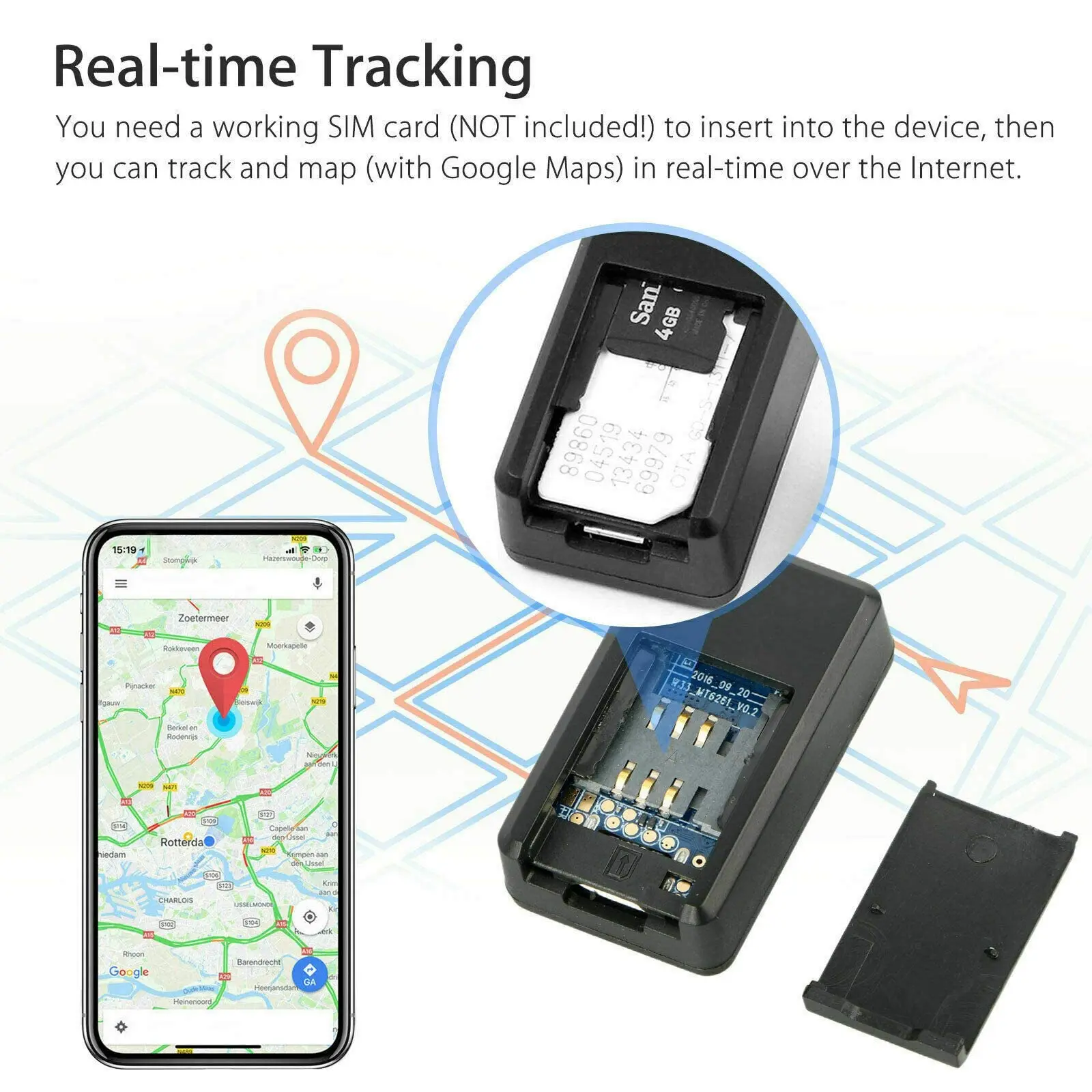 GPS Tracker for Vehicles Mini Magnetic GPS Real Time Car Locator No Monthly Fee Long Standby GSM SIM Tracker GF07