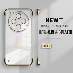 Sleek Plated Clear Slim Frameless Phone Case with Ultra Lens Protection for Find X3 Lite (Golden)