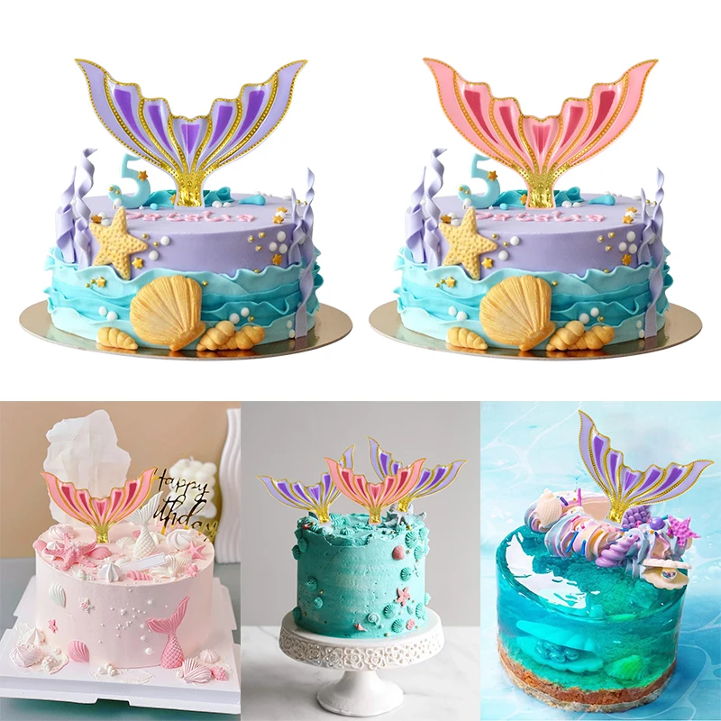 

Mermaid Party Cake Decor Mermaid Tail Shape Cake Topper litte Mermaid Cake Topper Girls Mermaid Themed Birthday party decoration