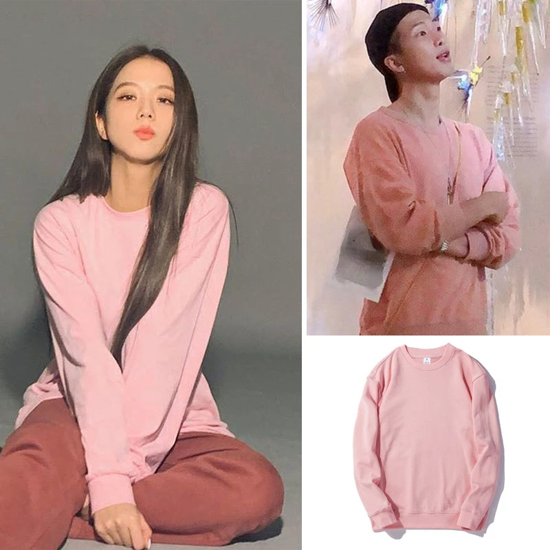 Kpop JISOO 2023 Harajuku Long Sleeve Hoodies Women Casual Streetwear Loose Sweatshirts O-Neck Solid Color Pullovers Warm Clothes jisoo blackpink альбом первого сингла [me] вкл yg выберите pob kpop merch pob