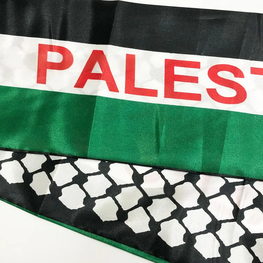 Palestine flag Scarf Cartoon Printing The Dome of the Rock and Maps Satin Palestinian National Day Scarves Shawl