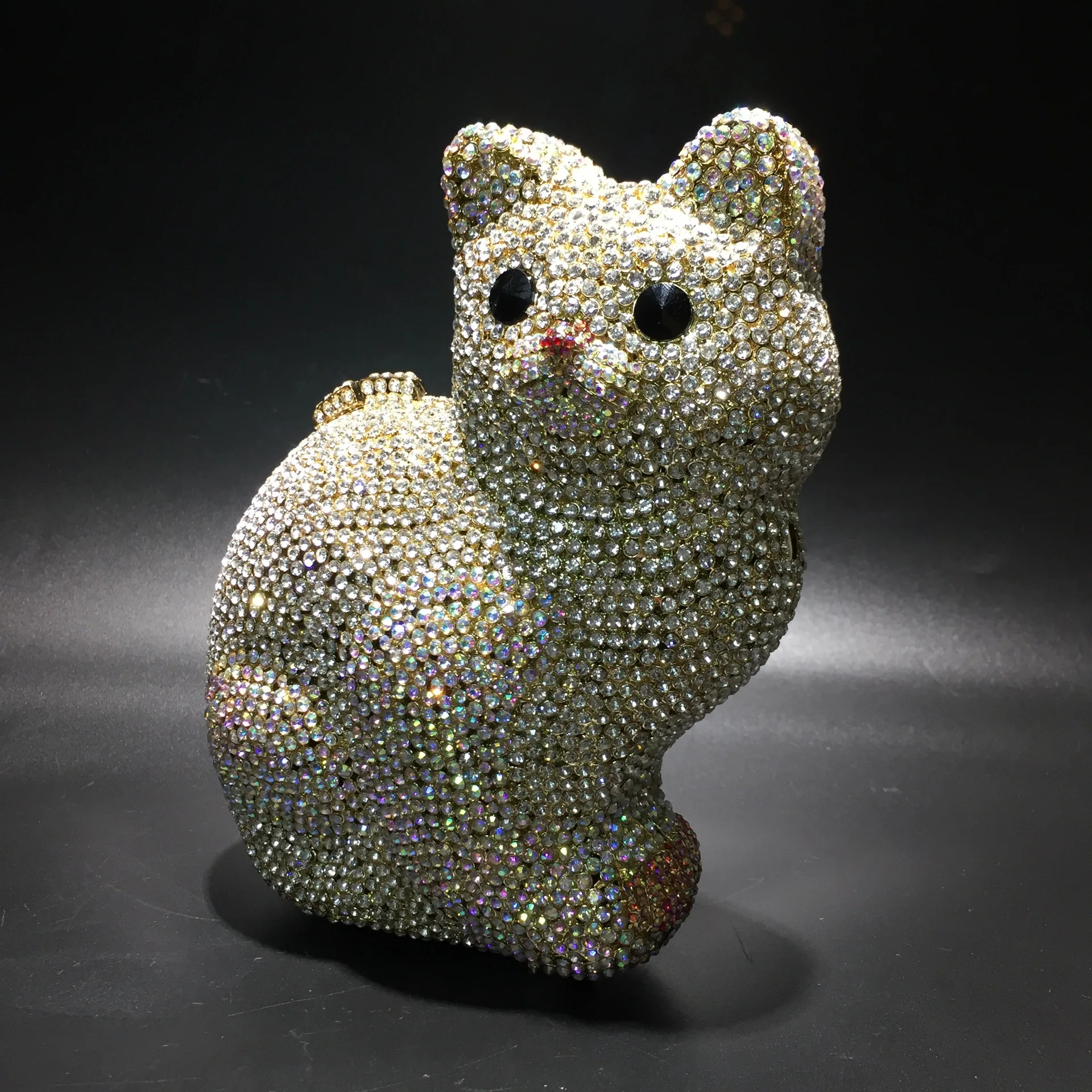 Cat Rhinestone Evening Bag Crystal Cute Party Handbag Elegant