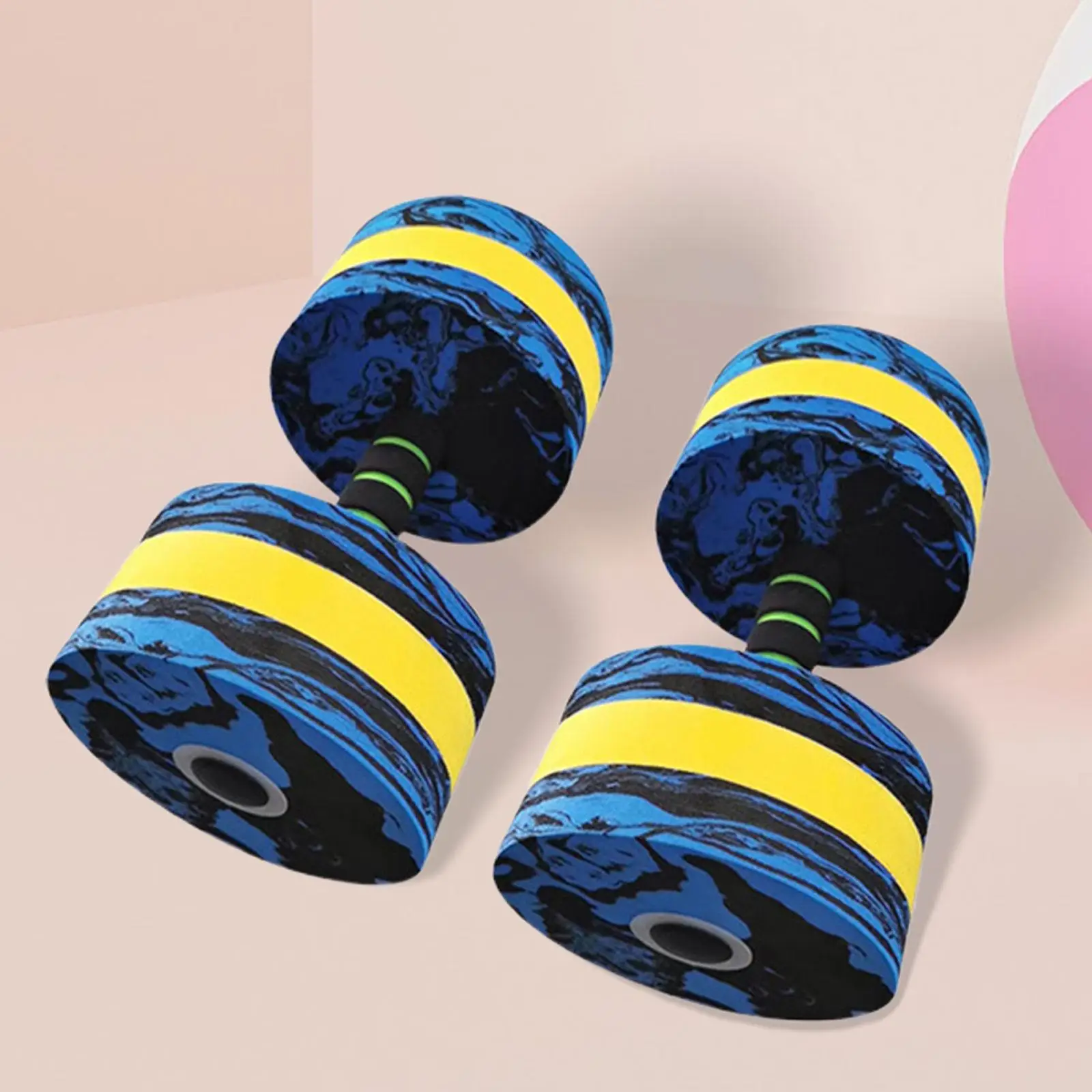 2Pcs Aquatic Dumbbells Fitness Barbells Portable Pool Resistance Foam Water Dumbbells for Indoor Aquatic Exercise Kids Adults