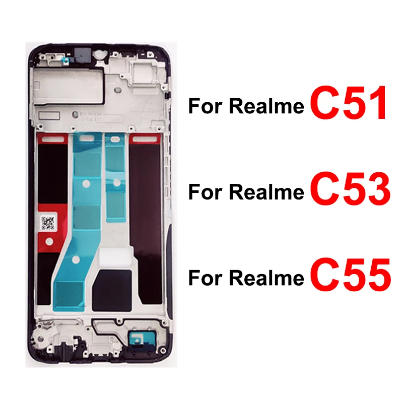

Front LCD Frame Cover For Realme C51 C53 C55 LCD Housing Holder Bezel Case Flex Parts