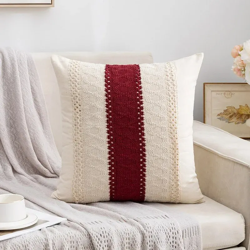 Woven Farmhouse Boho Neutral Decorative Throw Pillow Cover