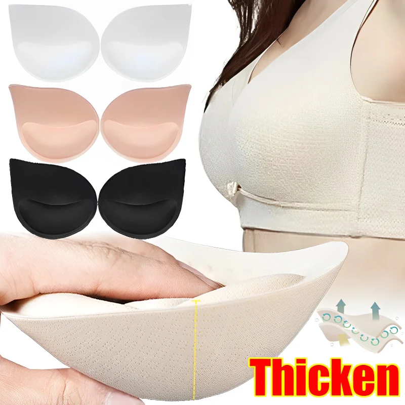 3D Thickened Bra Insert Pads Removable Sponge Bra Pads Inserts Push Up