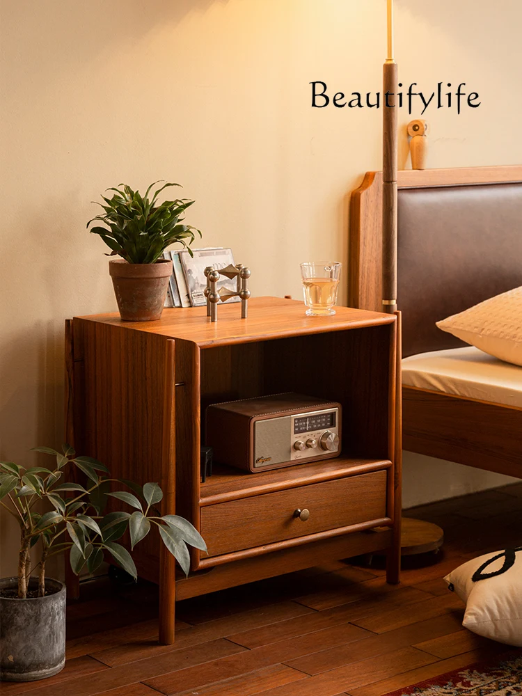 

American Style Chinese Style Bedside Table Household Minimalist Solid Wood Bedside Cabinet