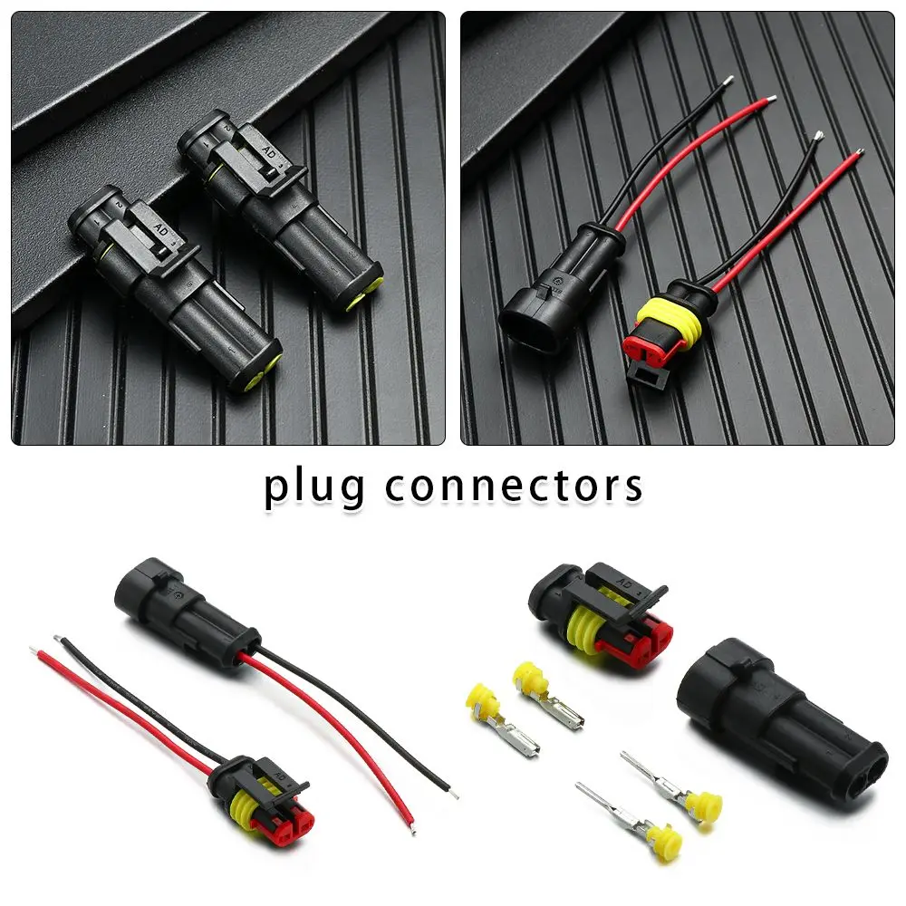 12V 2Pin Cable Wire Connector Plug Waterproof Sealed For Electrical Car Auto Connector With Cable 5/10Kit