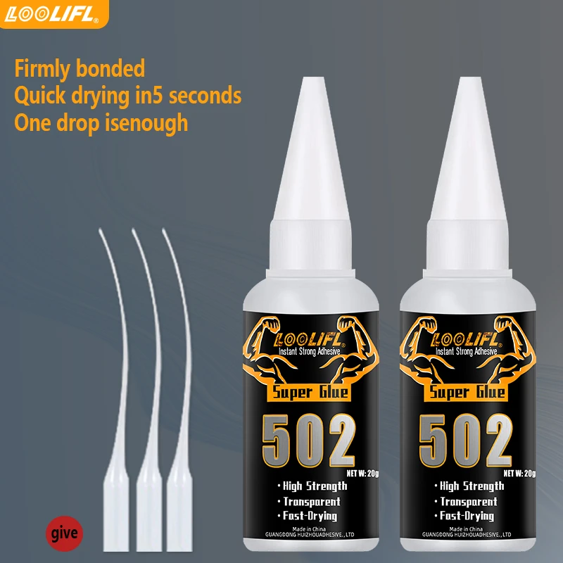 Application de la Super Colle 502 sur une surface métallique, adhésif cyanoacrylate ultra fort.
