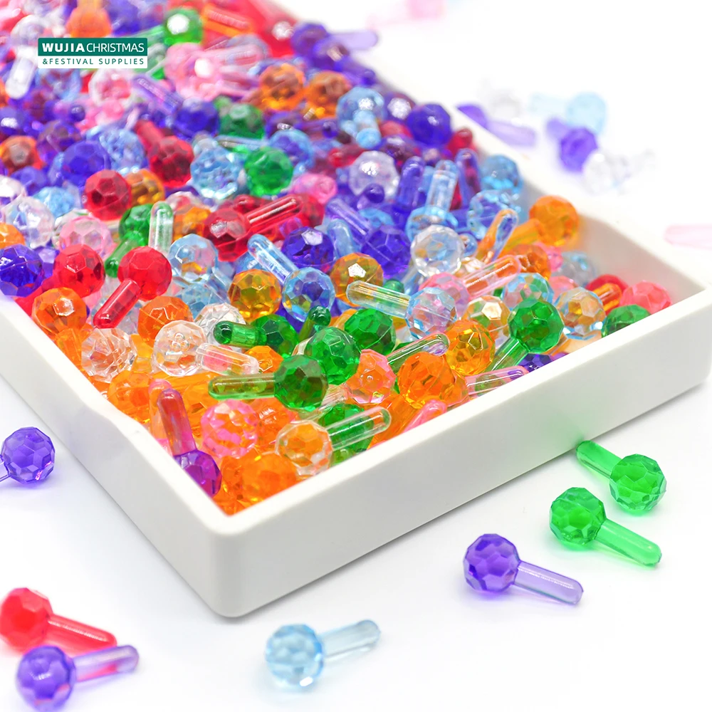 100pcs Ceramic Christmas Tree Plastic Faceted Globe Light Ornament Multicolor Light Beads Diy Replacement Bulbs Party Home Decor