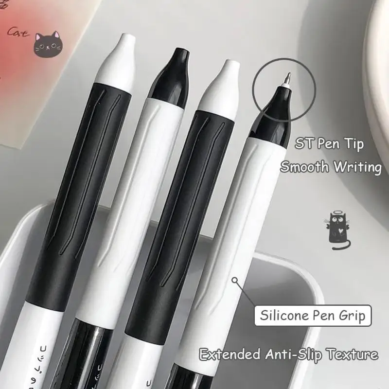 1/4개입 랜덤 귀여운 티컵 고양이 젤 펜 0.5mm 재미있는 동물 퀵 드라이 펜 창의적인 회전 고양이 포켓 펜 학교 및 사무실용
