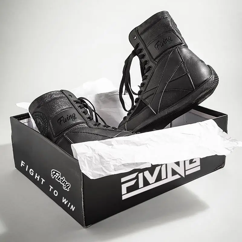 Men's New Fighting Sanda Sneakers Strength Training High Top Boxing Shoes Non-slip and Wear-resistant Wrestling Shoes