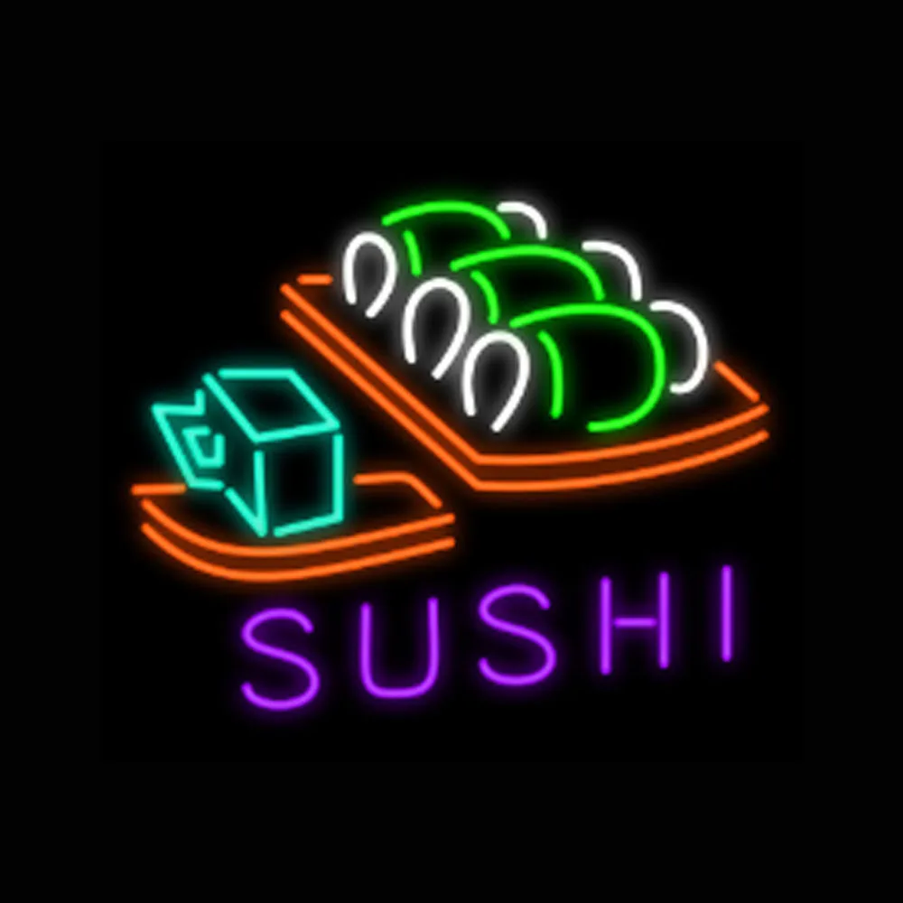 

Japanese Food Sushi Custom Handmade Real Glass Tube Store Restaurant Dish Advertise Wall Decor Display Neon Sign Light 30"X24"