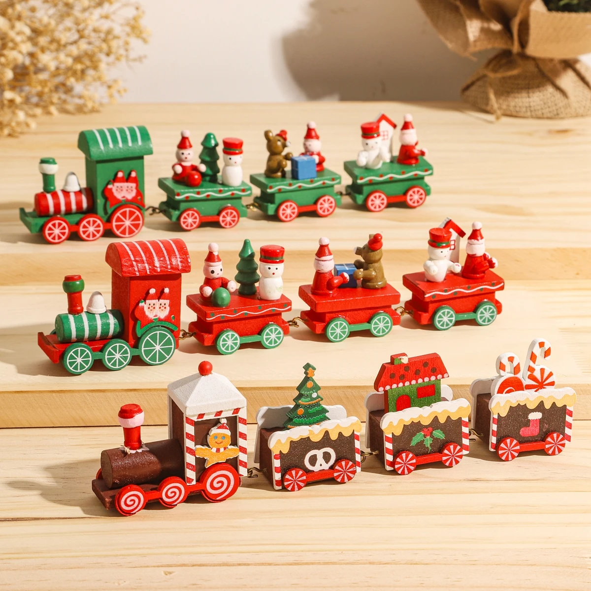 thumbnail image 4 of Tren de madera para decoración del hogar, adornos navideños para árbol de Navidad, regalos de Año Nuevo, 2024, 4 of 5