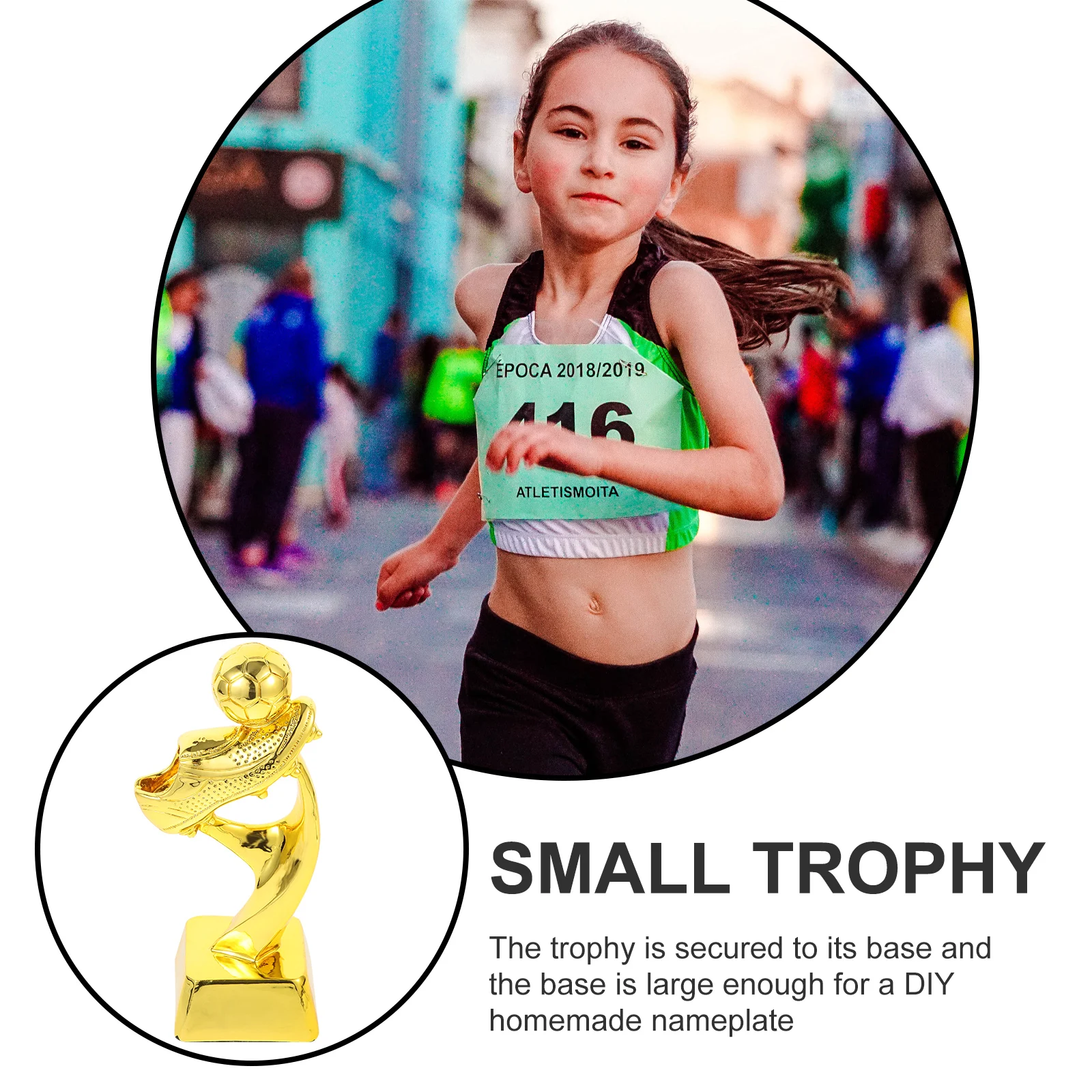 Plastic Trophy Toys Mini Resin Football Trophy Plating Soccer Match Award Toy With Base For School Kindergarten Youth Football Championship Trophy