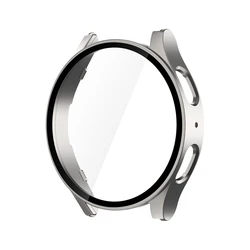 Sleek All-Around Tempered Glass + PC Protective Bumper for Galaxy Watch 7 44mm (Titanium)
